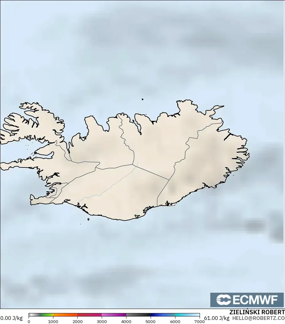 ECMWF IFS 0.25° モデル - アイスランド, CAPE