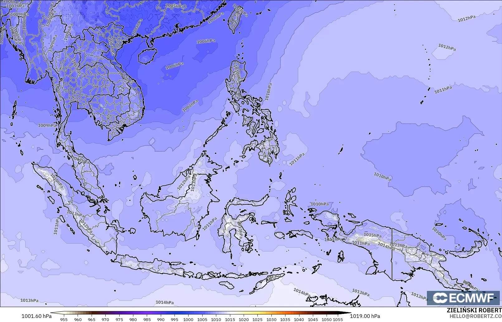 ECMWF IFS 0.25° モデル - 東南アジア, 気圧