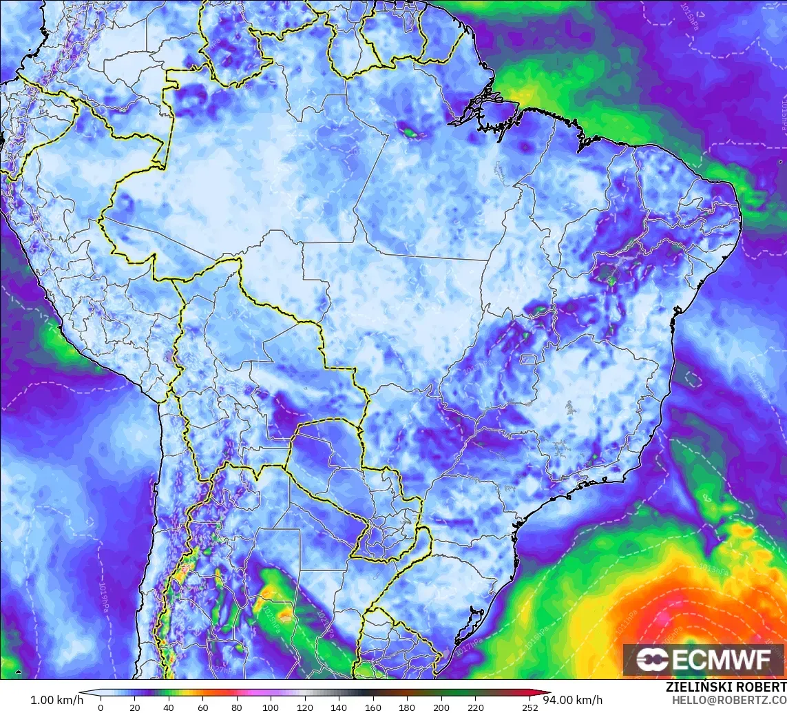 ECMWF IFS 0.25° モデル - ブラジル, 突風