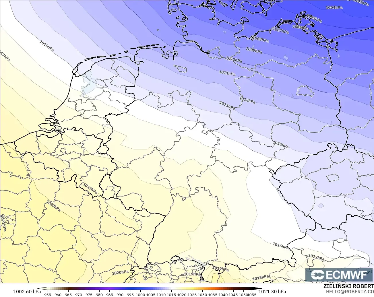ECMWF IFS 0.25° モデル - ドイツ, 気圧