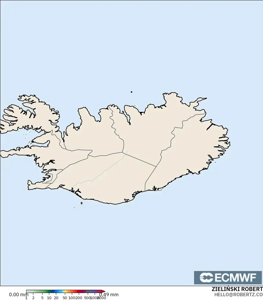 ECMWF IFS 0.25° モデル - アイスランド, 降水量の合計