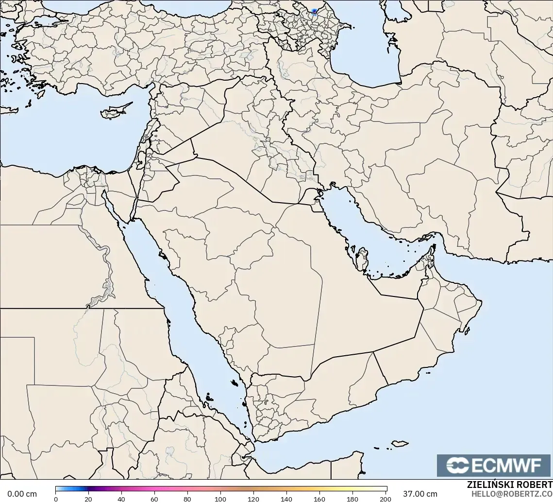 ECMWF IFS 0.25° モデル - 中東, 積雪深