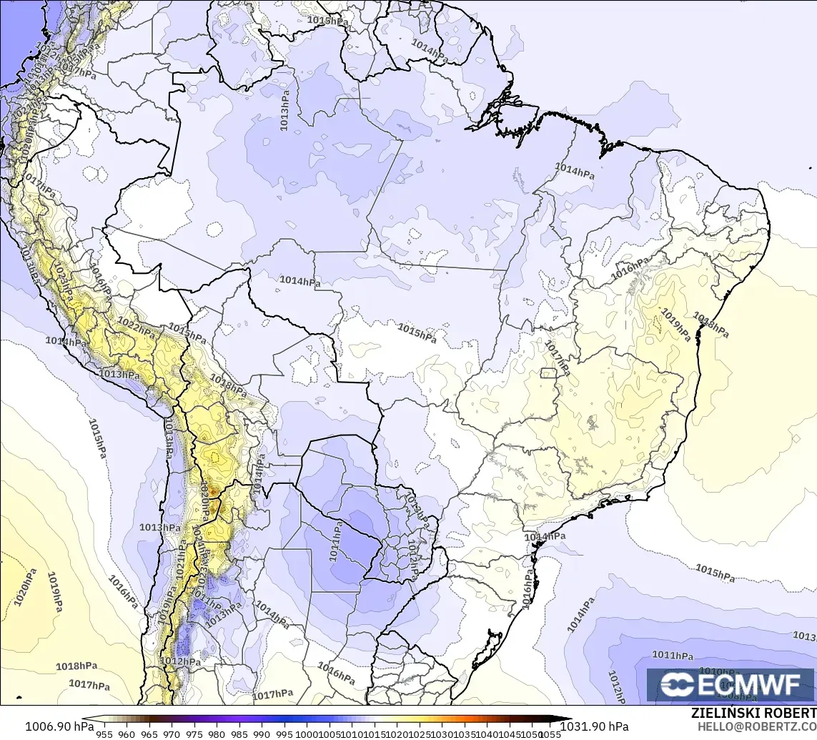 ECMWF IFS 0.25° モデル - ブラジル, 気圧