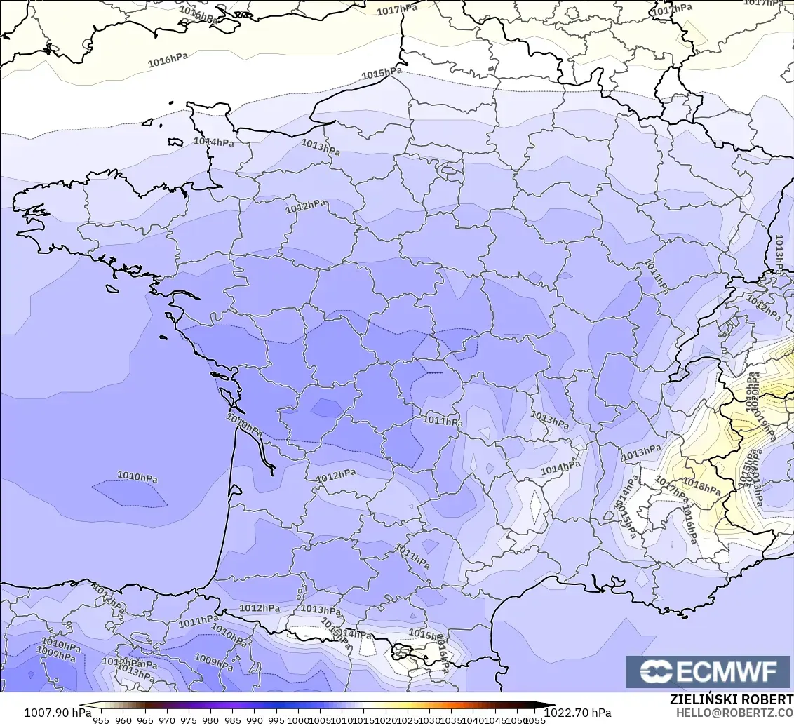 ECMWF IFS 0.25° モデル - フランス, 気圧