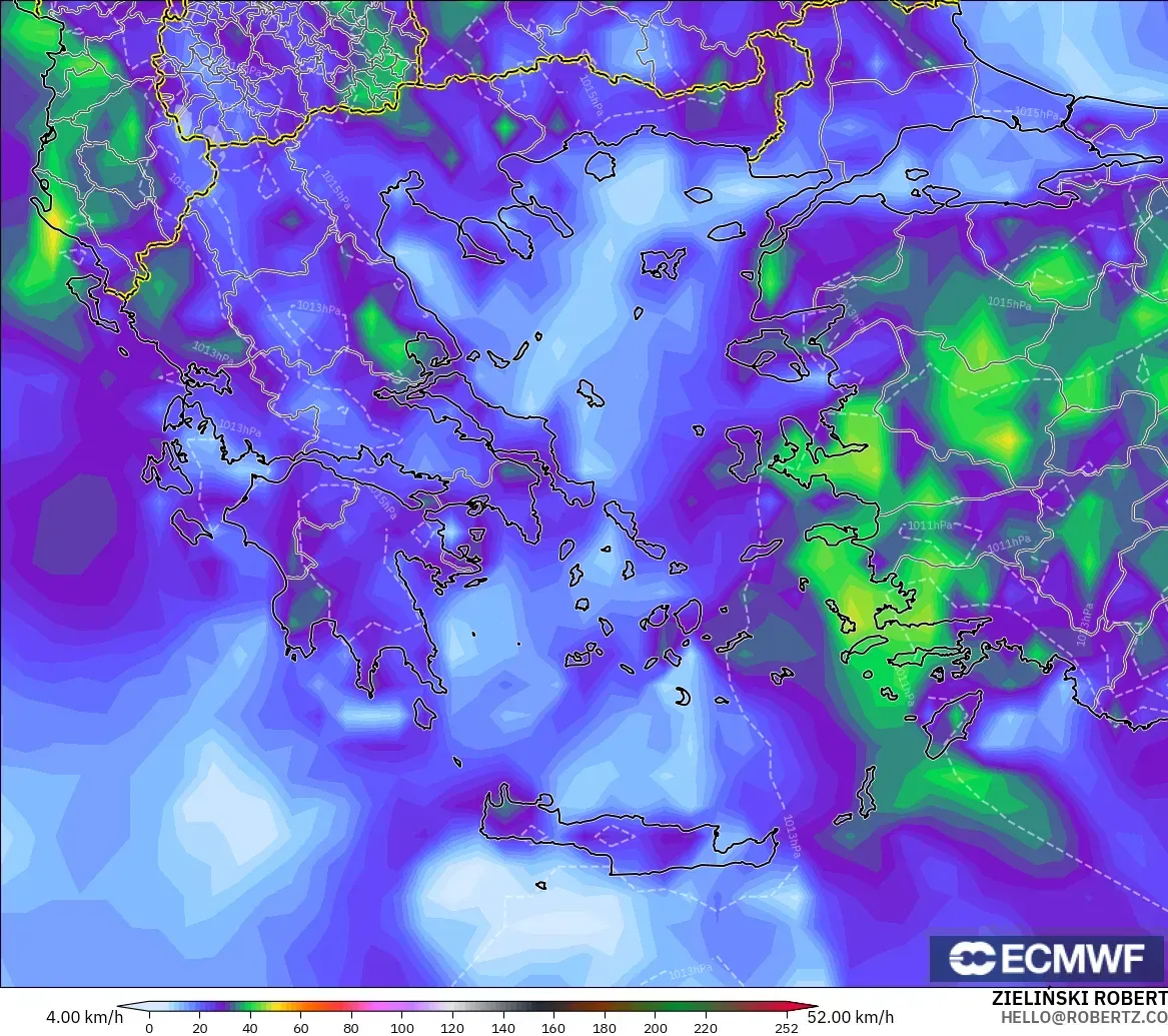 ECMWF IFS 0.25° モデル - ギリシャ, 突風