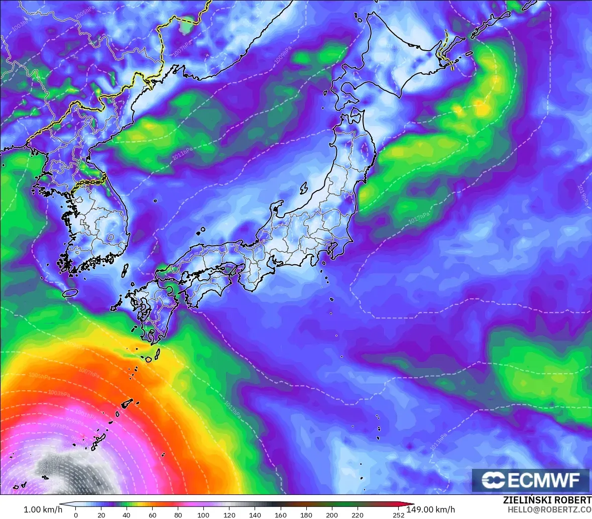 ECMWF IFS 0.25° モデル - 日本, 突風