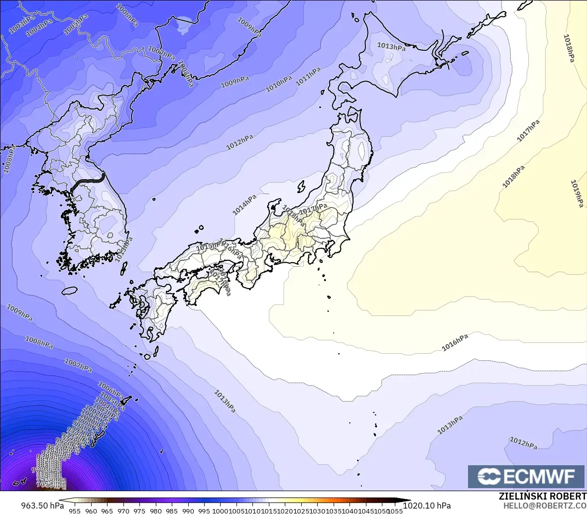 ECMWF IFS 0.25° モデル - 日本, 気圧