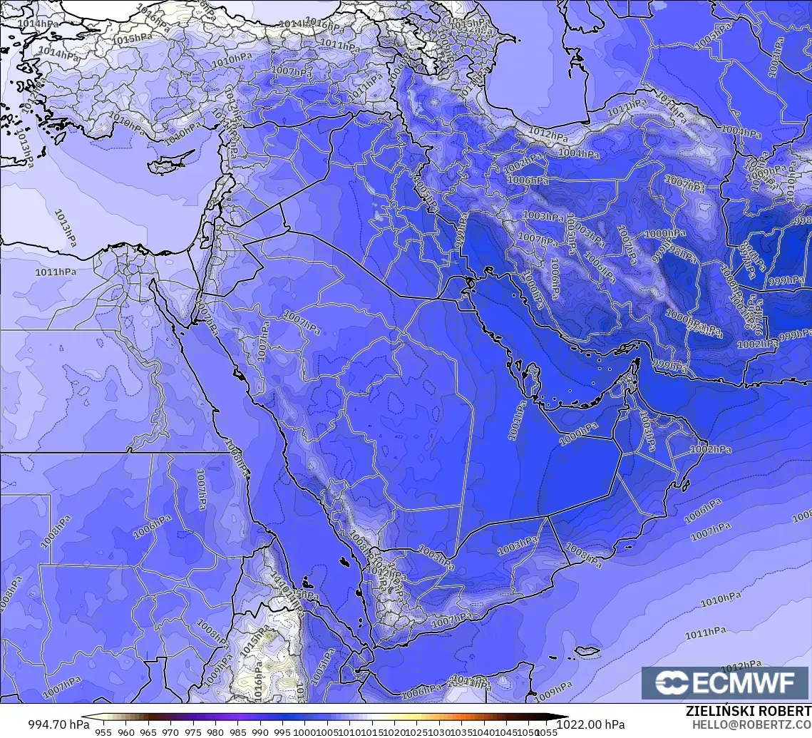 ECMWF IFS 0.25° モデル - 中東, 気圧