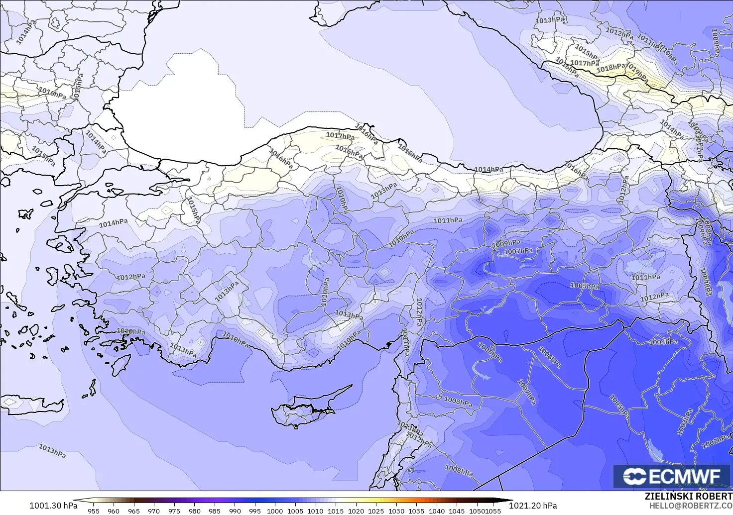 ECMWF IFS 0.25° モデル - トルコ, 気圧