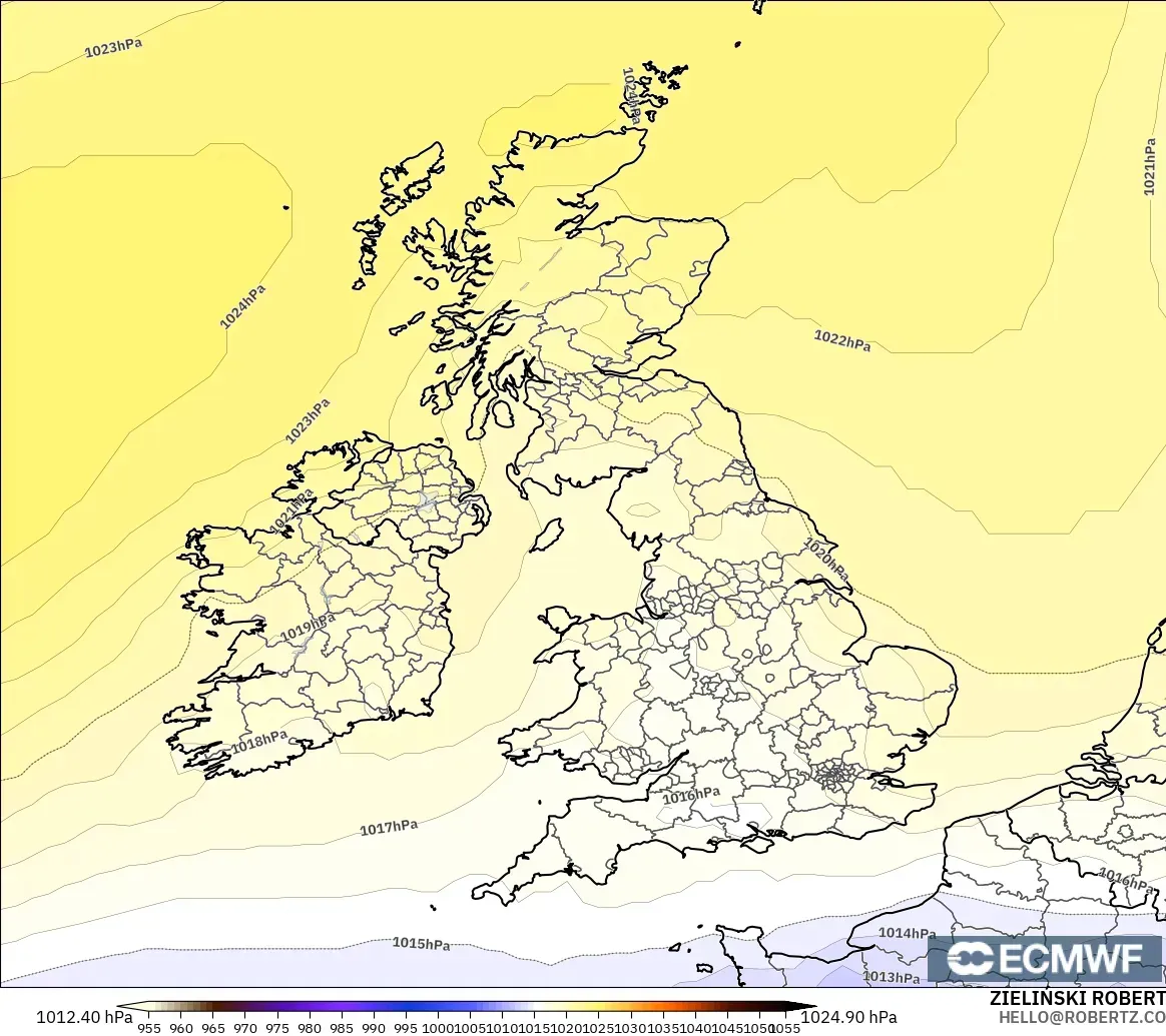 ECMWF IFS 0.25° モデル - イギリス, 気圧