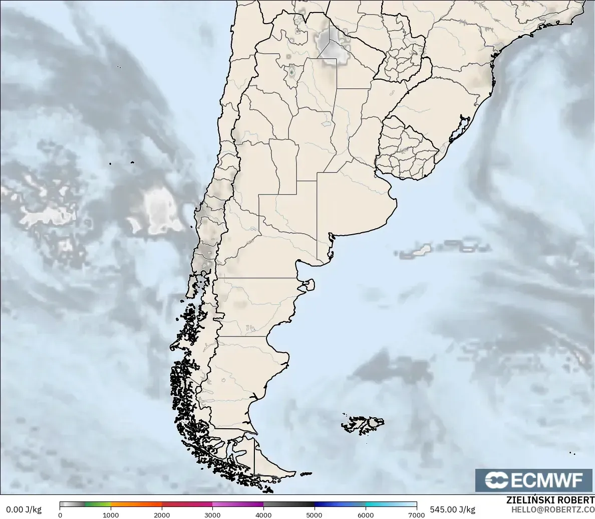 ECMWF IFS 0.25° モデル - アルゼンチン, CAPE