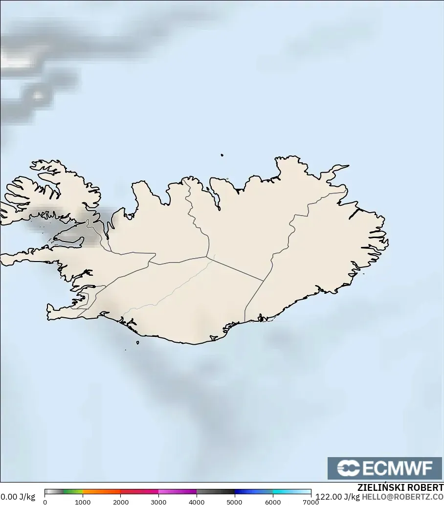 ECMWF IFS 0.25° モデル - アイスランド, CAPE