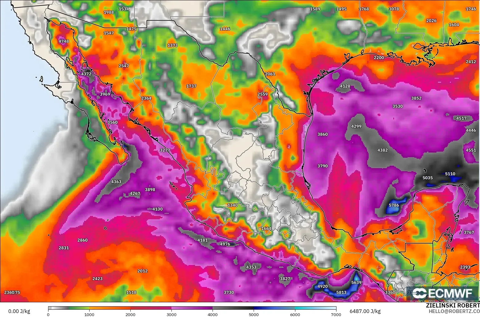 ECMWF IFS 0.25° モデル - メキシコ, CAPE