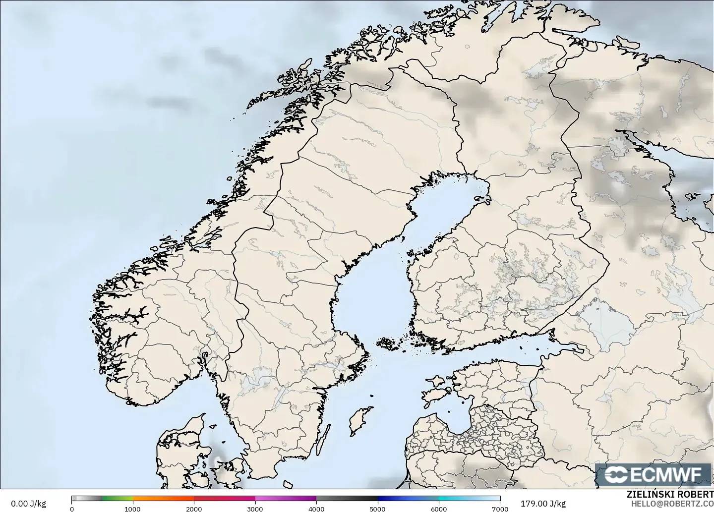 ECMWF IFS 0.25° モデル - スカンジナビア, CAPE