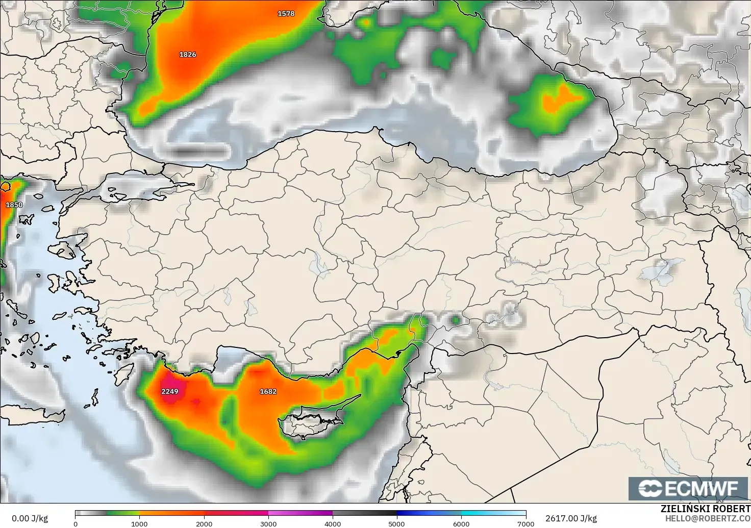 ECMWF IFS 0.25° モデル - トルコ, CAPE