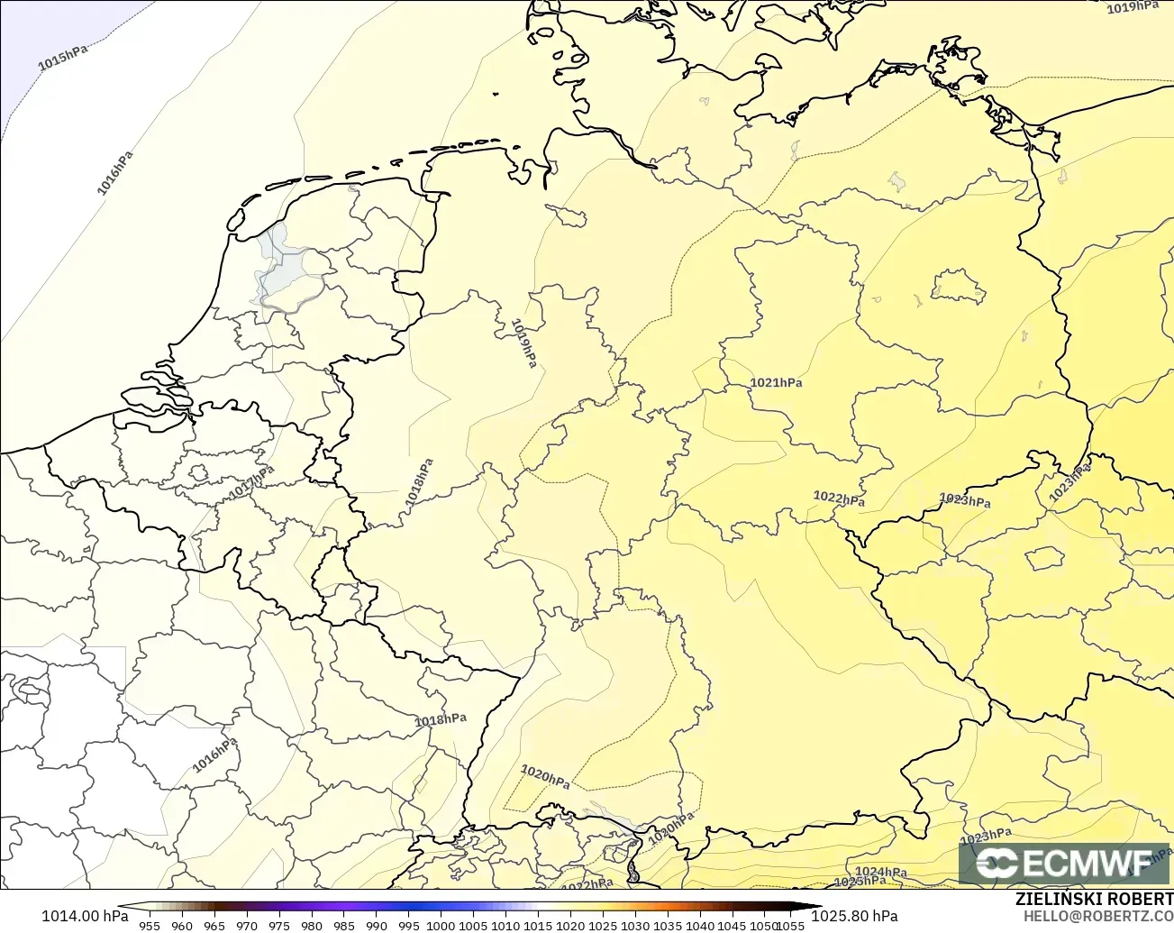 ECMWF IFS 0.25° モデル - ドイツ, 気圧