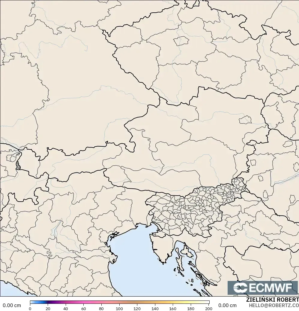 ECMWF IFS 0.25° モデル - オーストリア, 積雪深