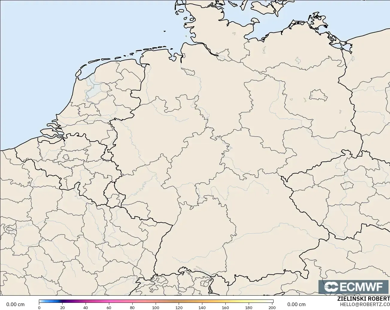 ECMWF IFS 0.25° モデル - ドイツ, 積雪深