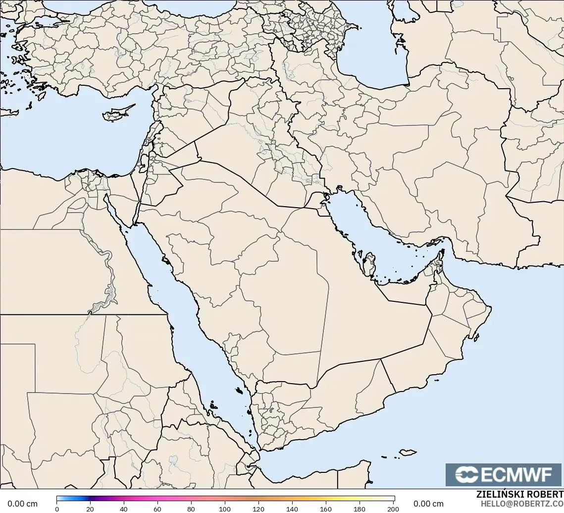 ECMWF IFS 0.25° モデル - 中東, 積雪深