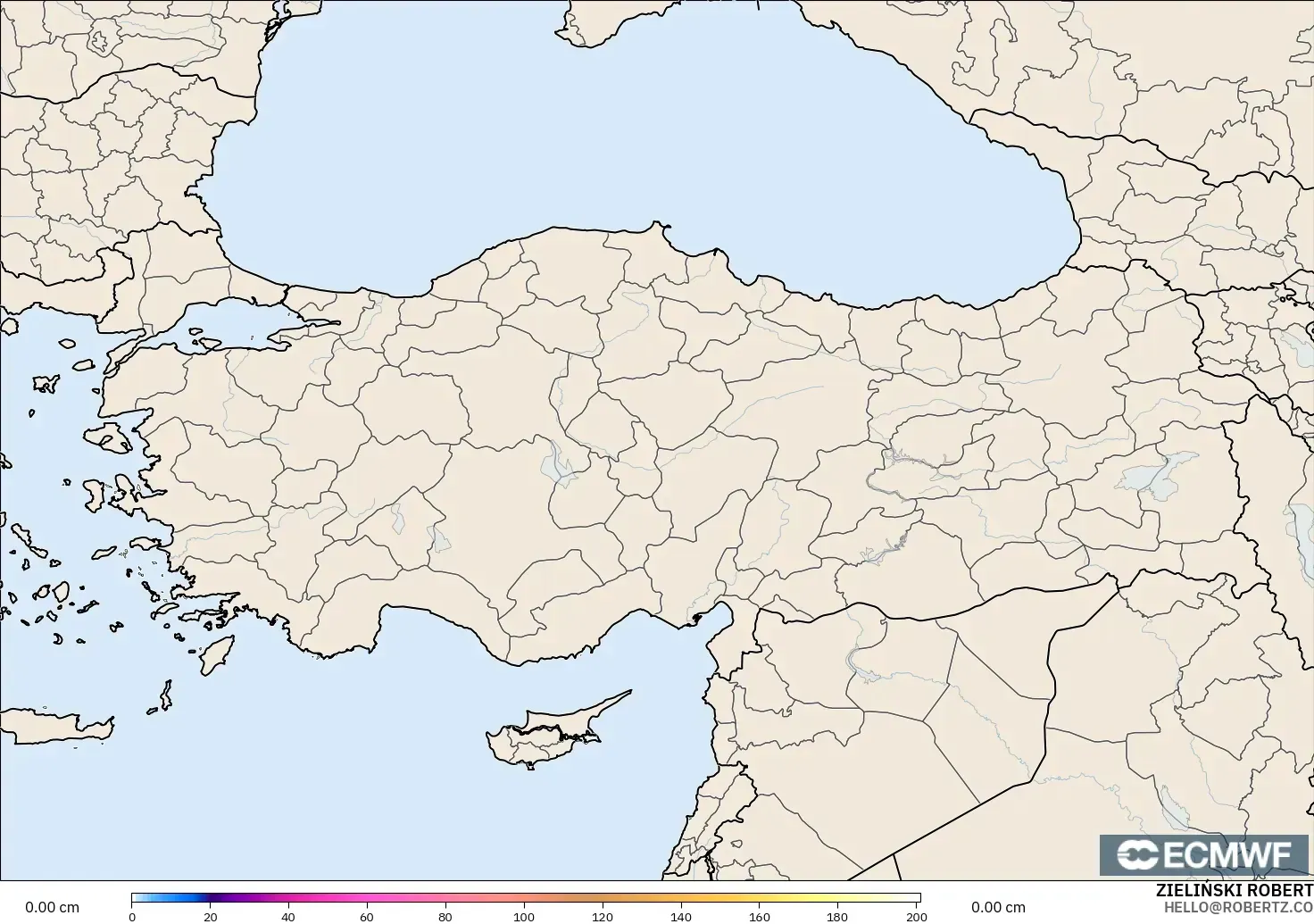 ECMWF IFS 0.25° モデル - トルコ, 積雪深