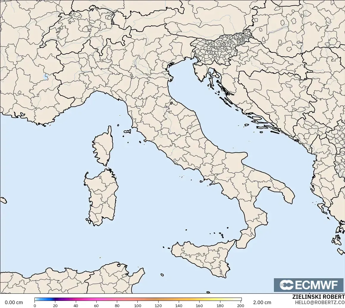 ECMWF IFS 0.25° モデル - イタリア, 積雪深