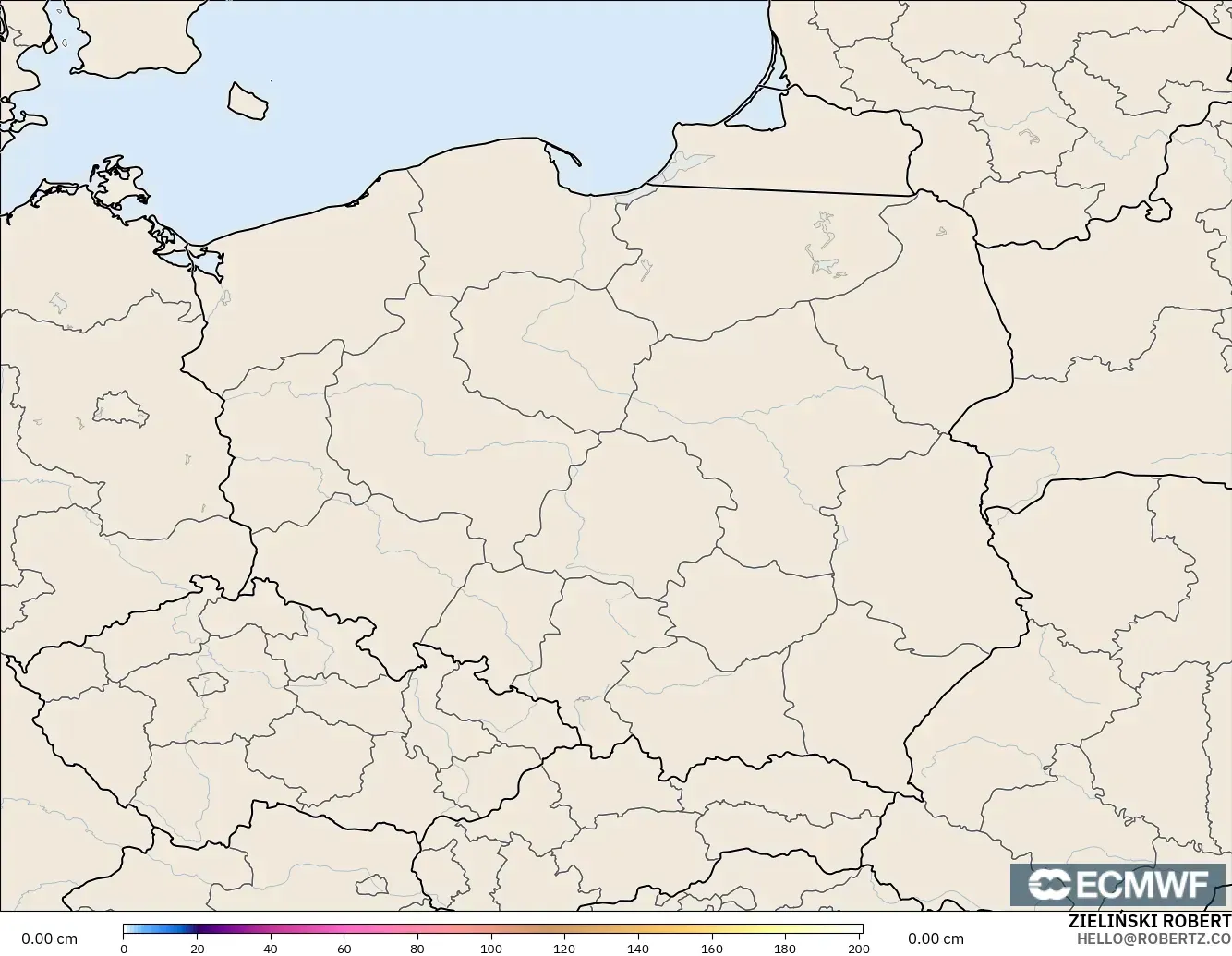 ECMWF IFS 0.25° モデル - ポーランド, 積雪深
