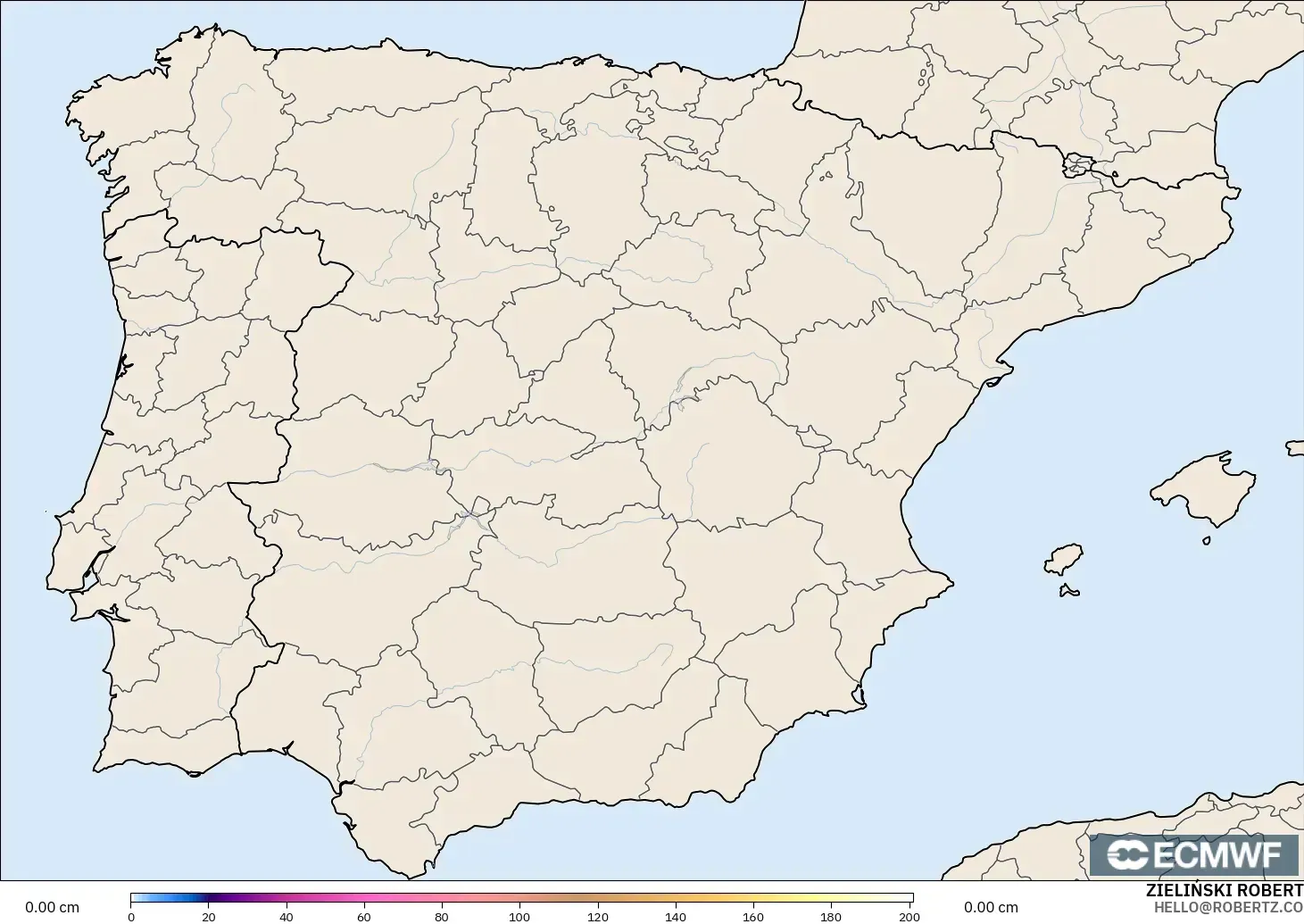 ECMWF IFS 0.25° モデル - スペイン, 積雪深