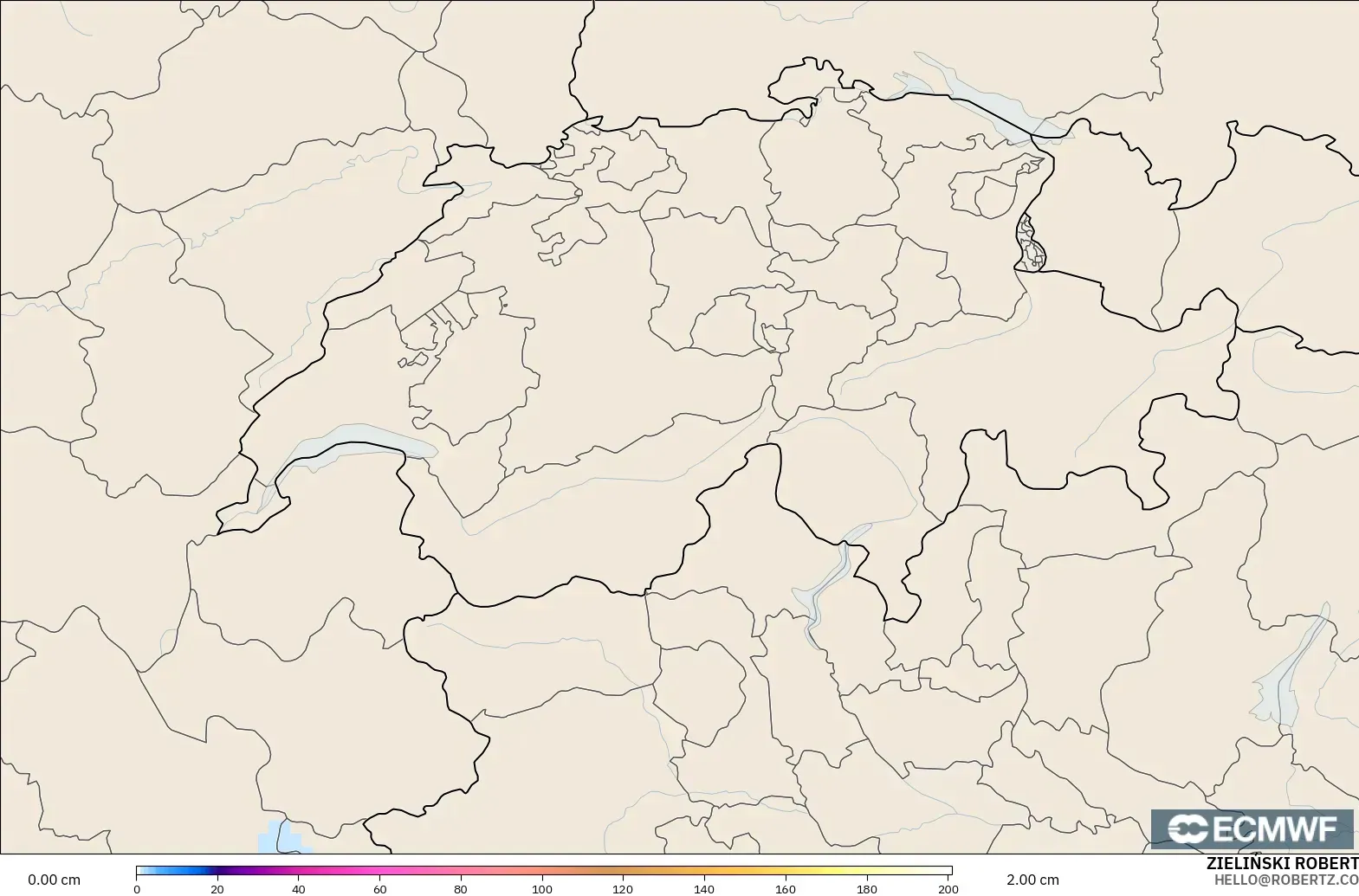 ECMWF IFS 0.25° モデル - スイス, 積雪深