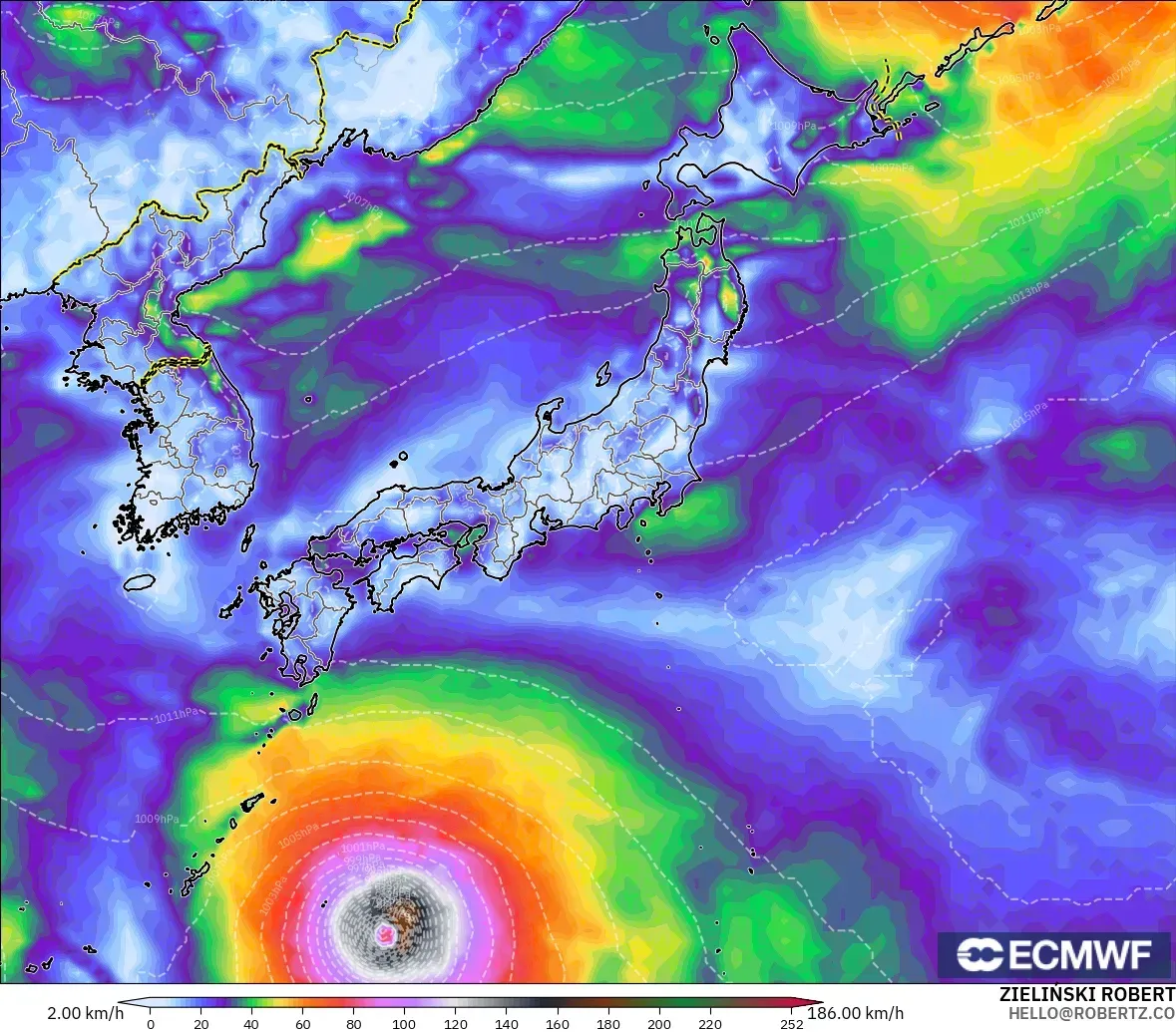 ECMWF IFS 0.25° モデル - 日本, 突風