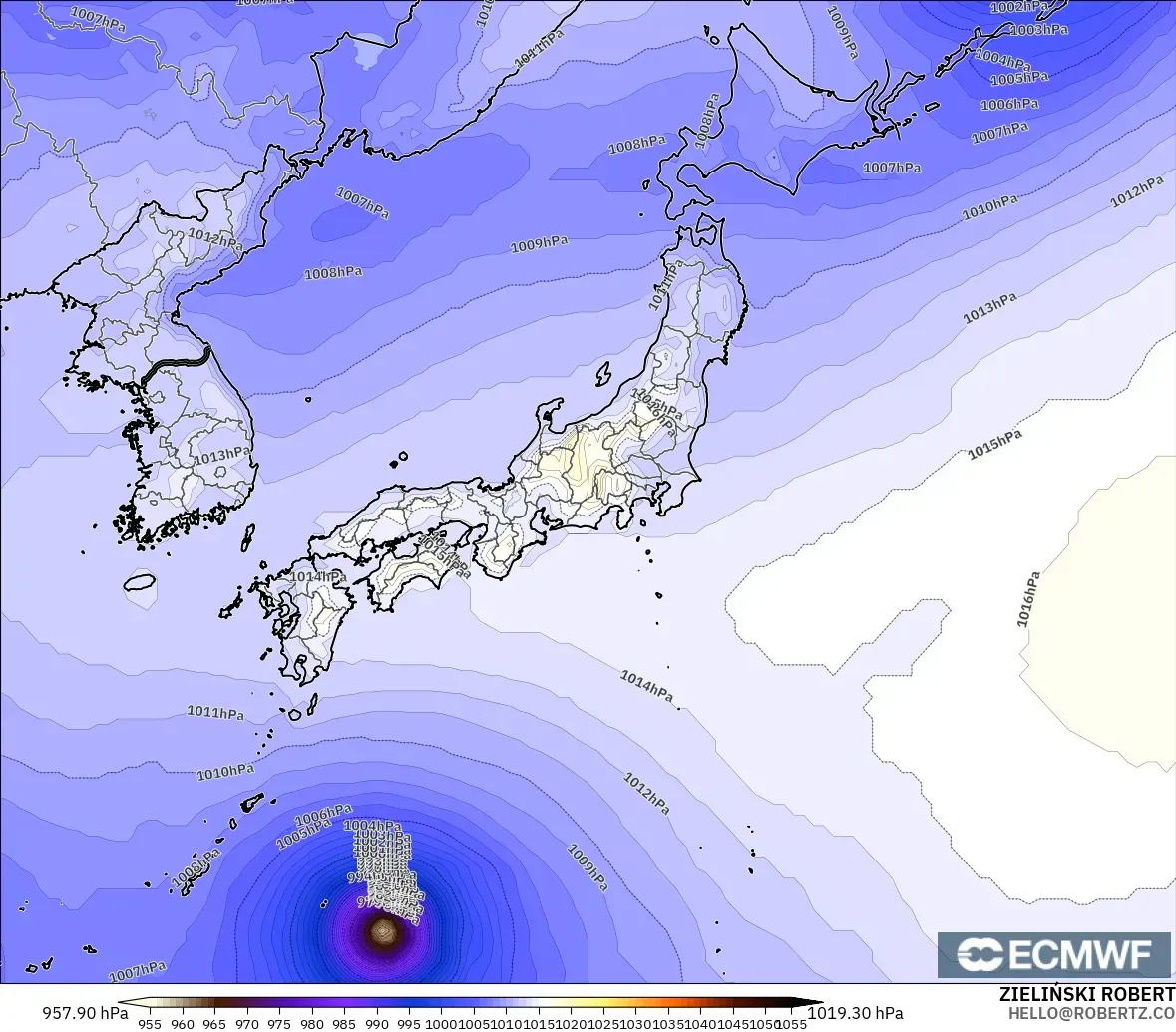 ECMWF IFS 0.25° モデル - 日本, 気圧