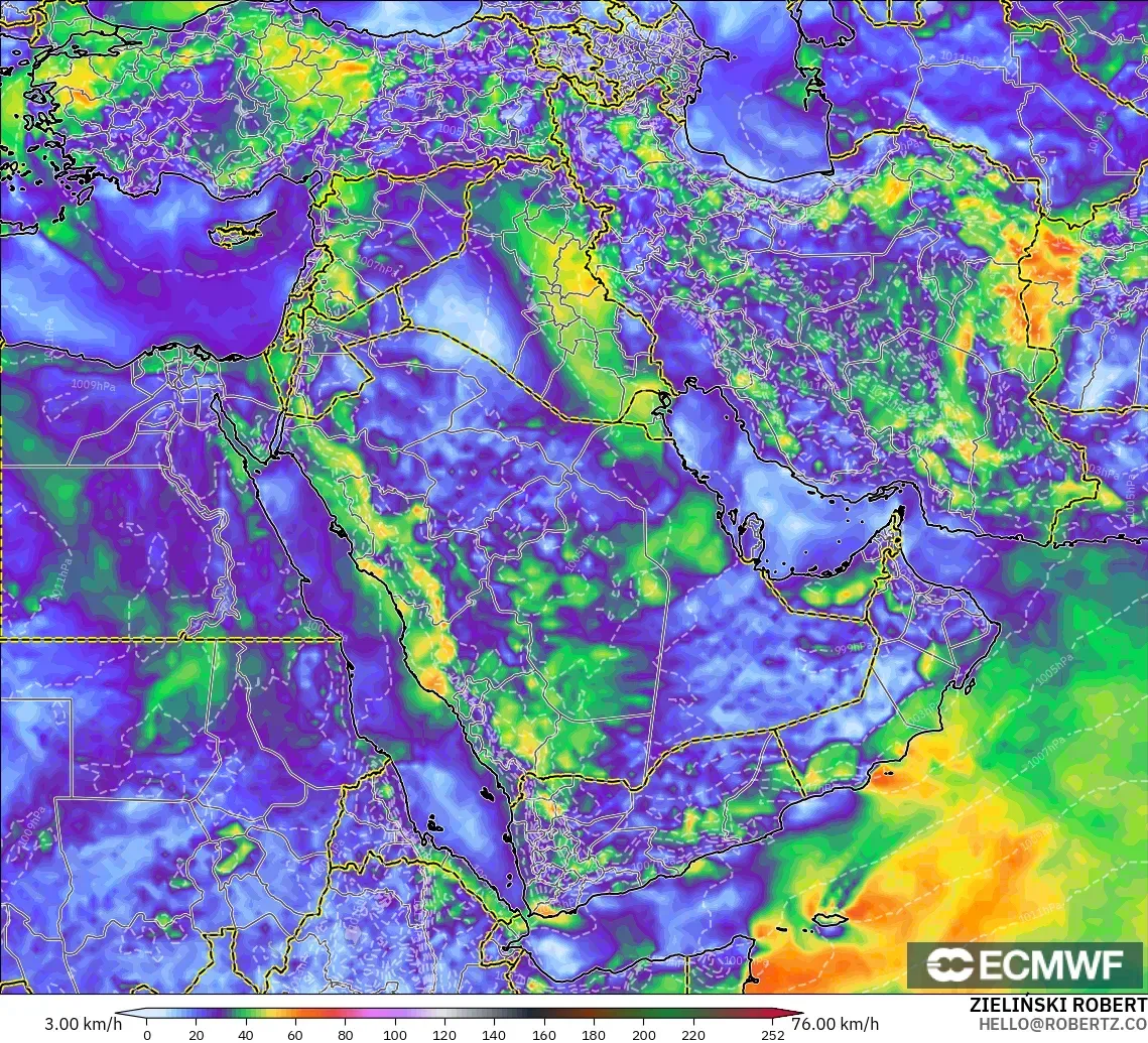ECMWF IFS 0.25° モデル - 中東, 突風