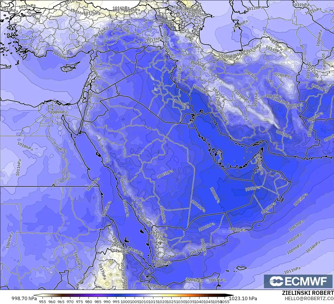 ECMWF IFS 0.25° モデル - 中東, 気圧