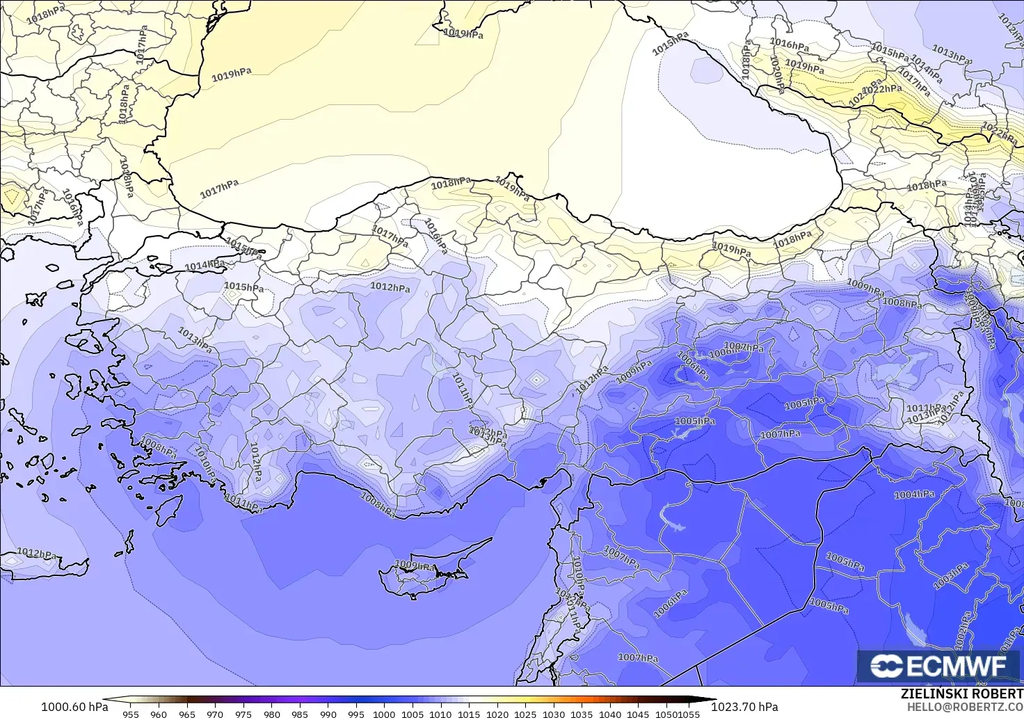 ECMWF IFS 0.25° モデル - トルコ, 気圧