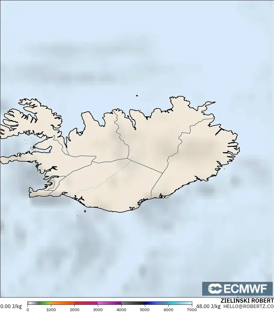 ECMWF IFS 0.25° モデル - アイスランド, CAPE