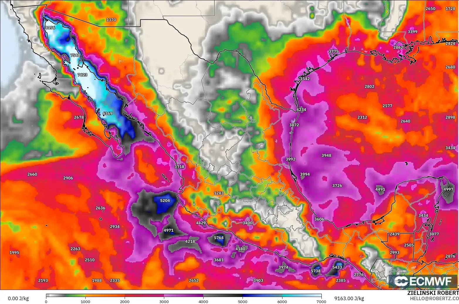 ECMWF IFS 0.25° モデル - メキシコ, CAPE