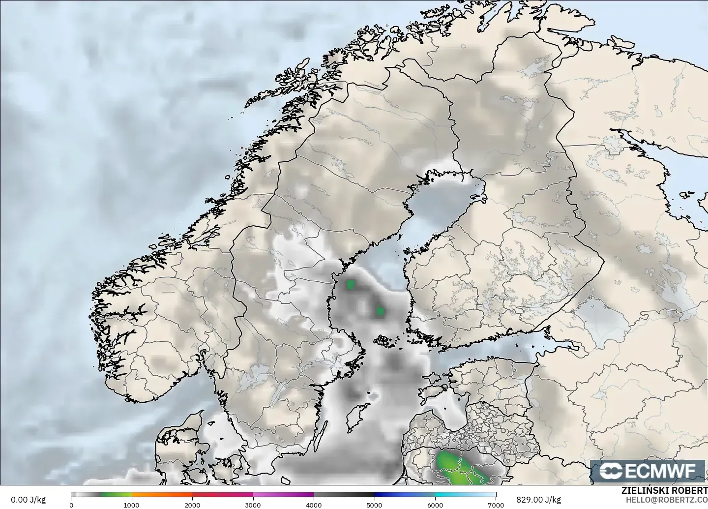 ECMWF IFS 0.25° モデル - スカンジナビア, CAPE