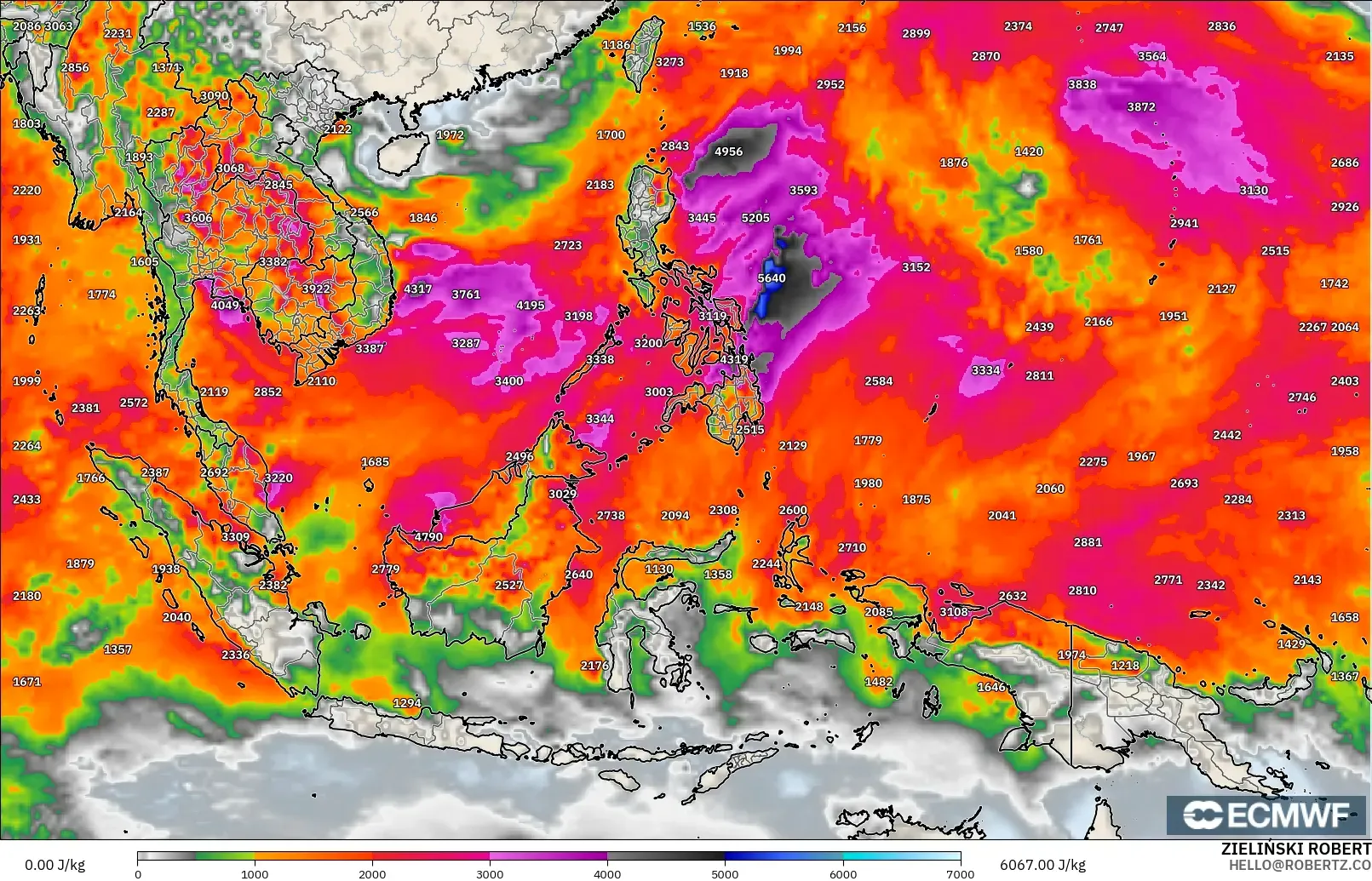 ECMWF IFS 0.25° モデル - 東南アジア, CAPE