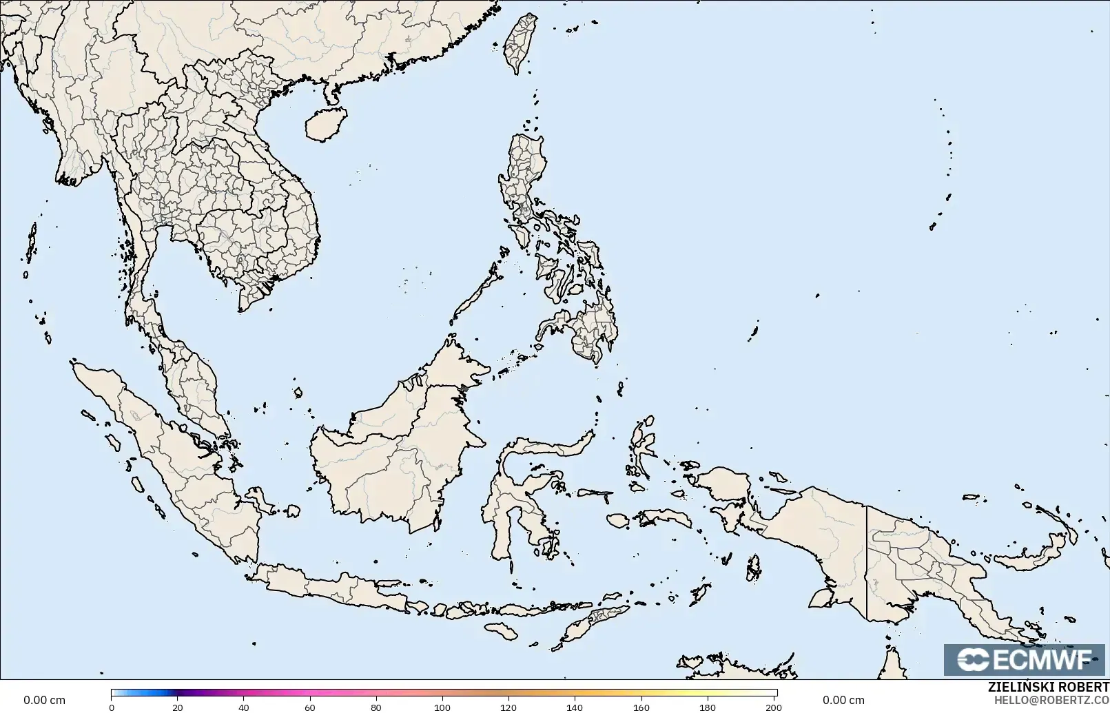 ECMWF IFS 0.25° モデル - 東南アジア, 積雪深