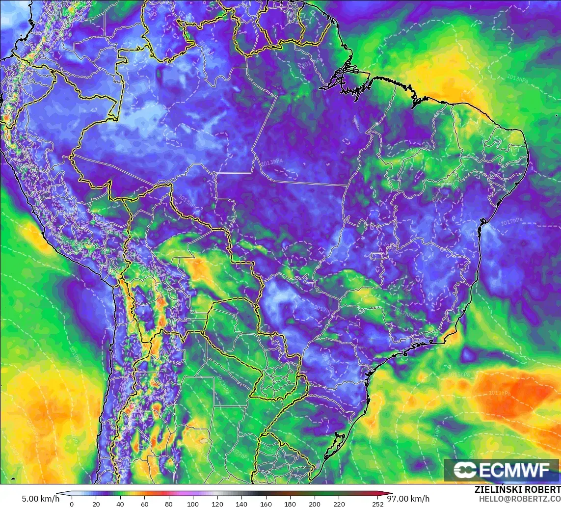 ECMWF IFS 0.25° モデル - ブラジル, 突風