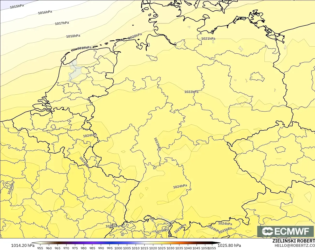 ECMWF IFS 0.25° モデル - ドイツ, 気圧