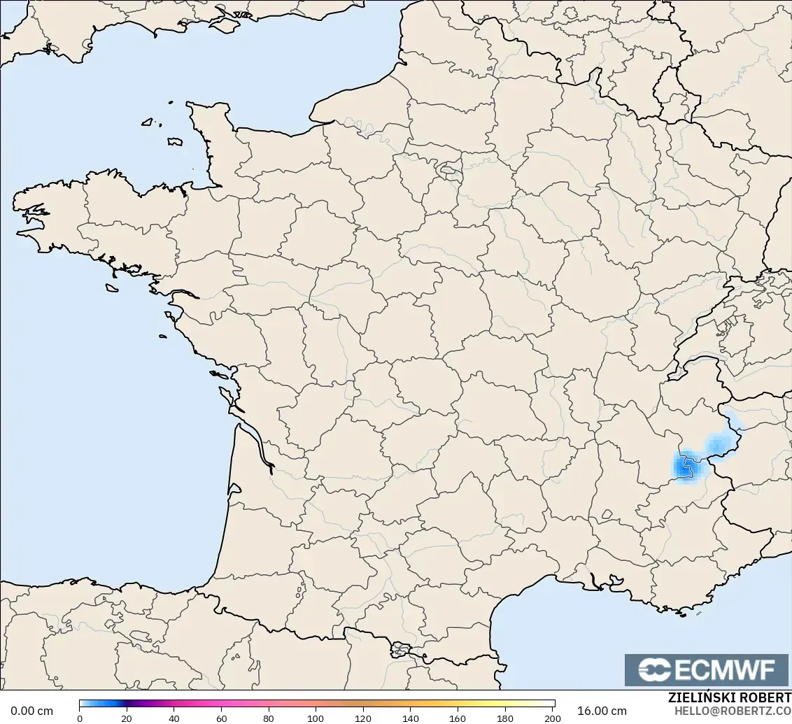 ECMWF IFS 0.25° モデル - フランス, 積雪深