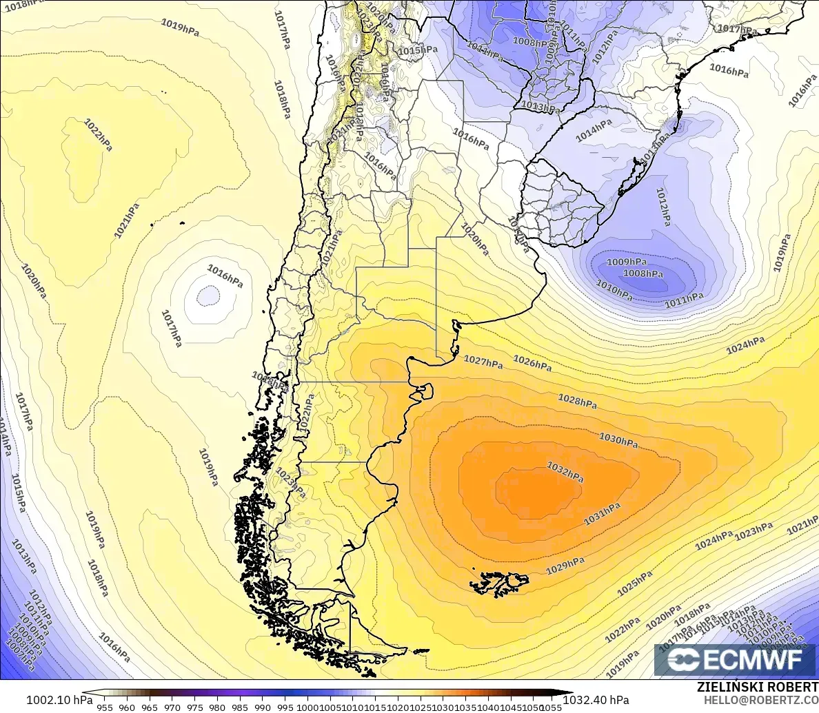 ECMWF IFS 0.25° モデル - アルゼンチン, 気圧