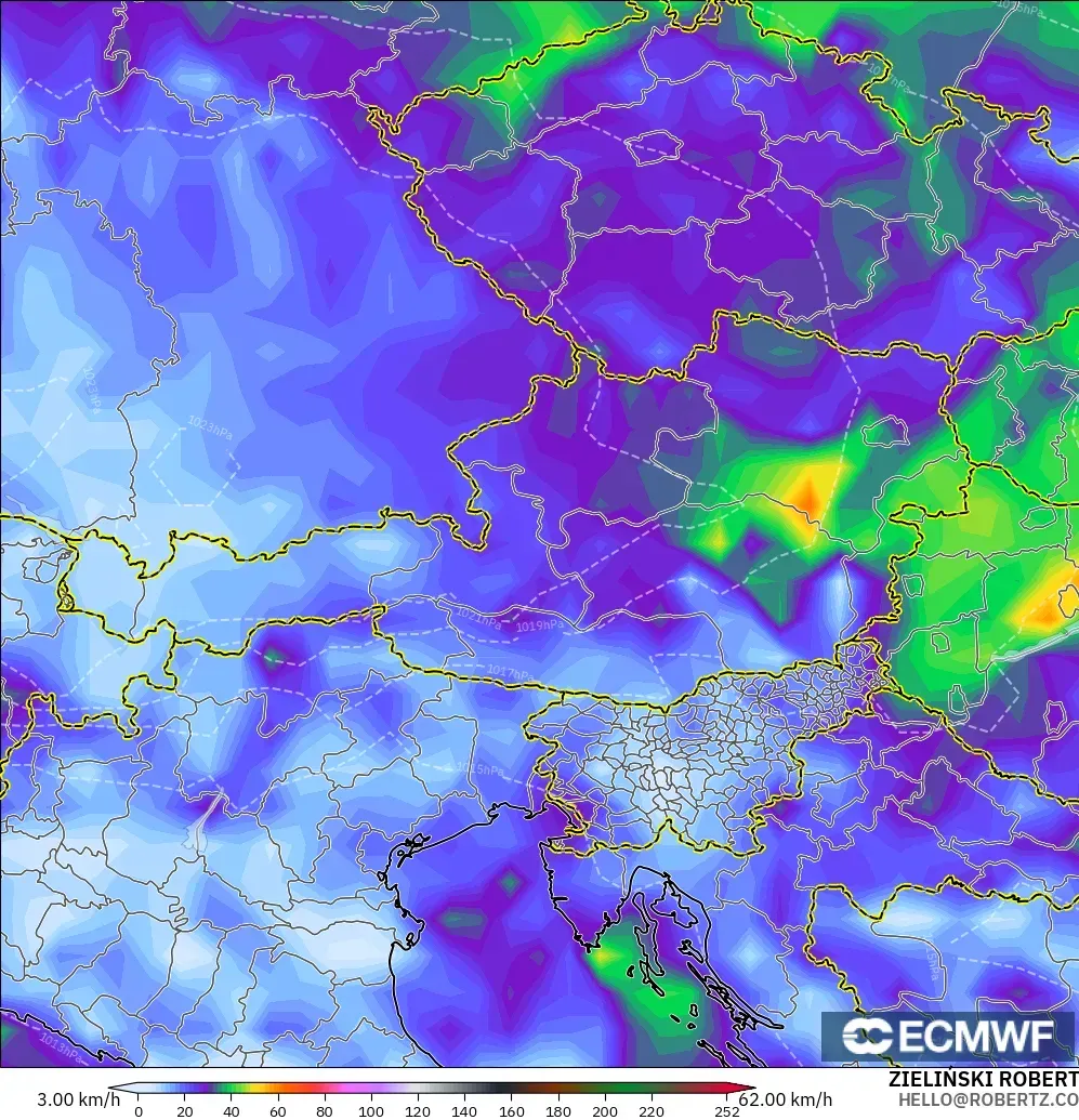 ECMWF IFS 0.25° モデル - オーストリア, 突風
