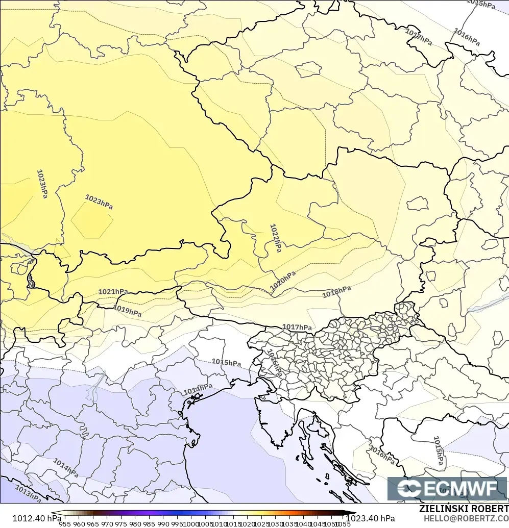 ECMWF IFS 0.25° モデル - オーストリア, 気圧