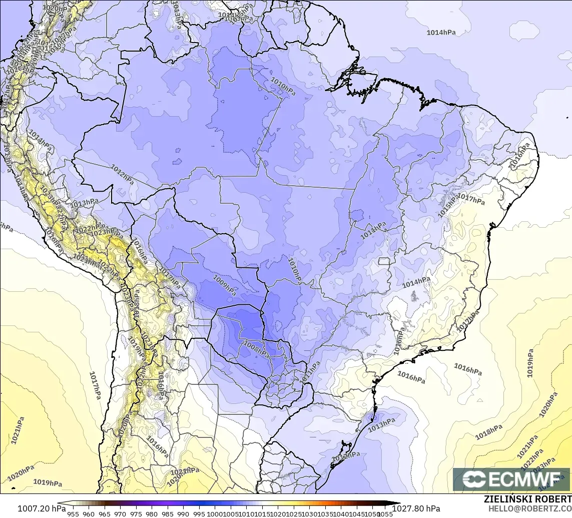 ECMWF IFS 0.25° モデル - ブラジル, 気圧