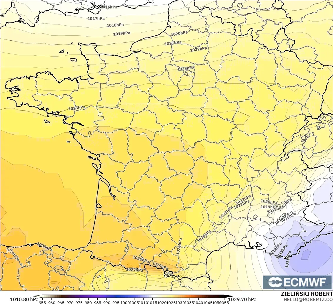 ECMWF IFS 0.25° モデル - フランス, 気圧