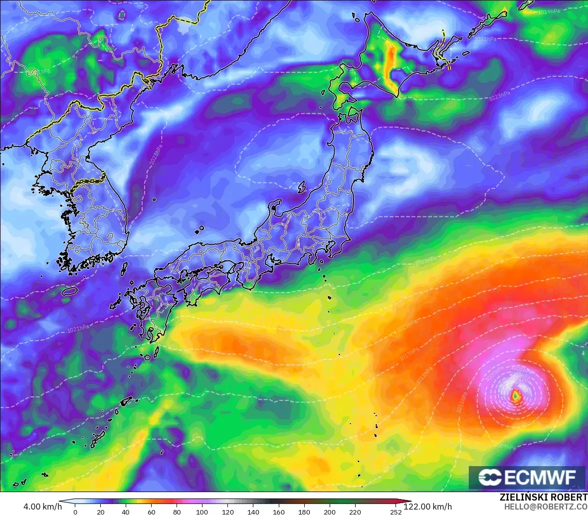 ECMWF IFS 0.25° モデル - 日本, 突風