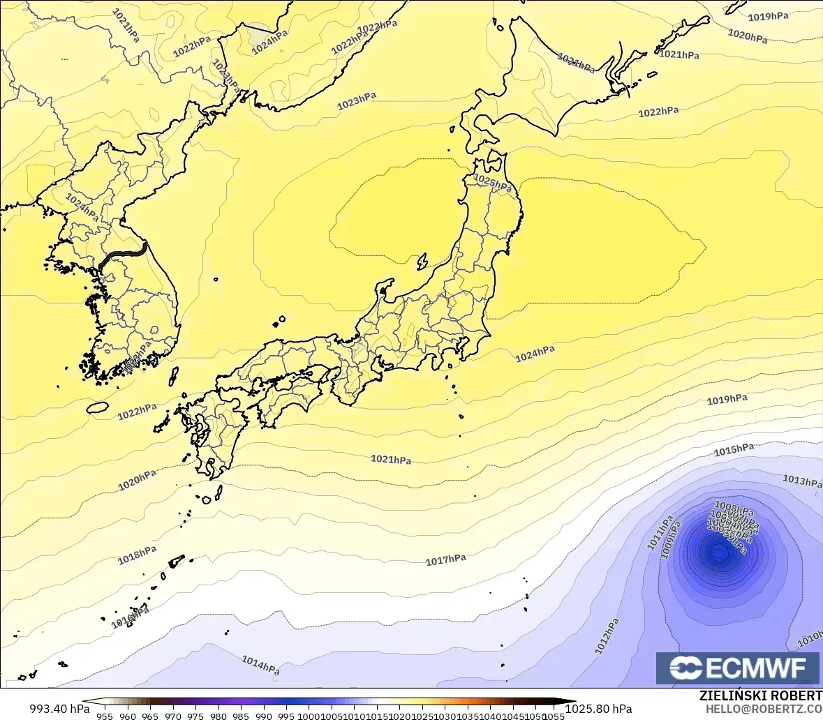ECMWF IFS 0.25° モデル - 日本, 気圧