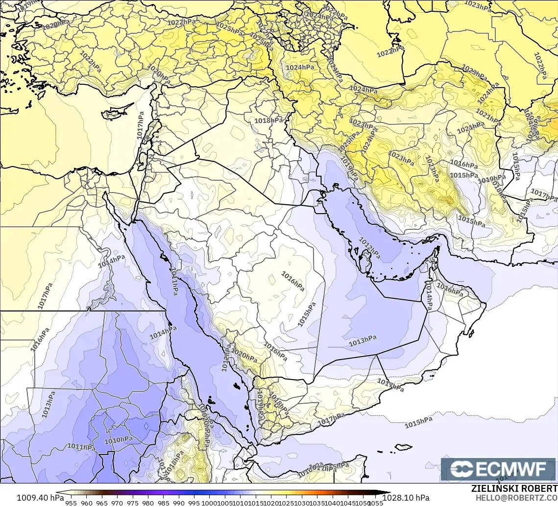 ECMWF IFS 0.25° モデル - 中東, 気圧