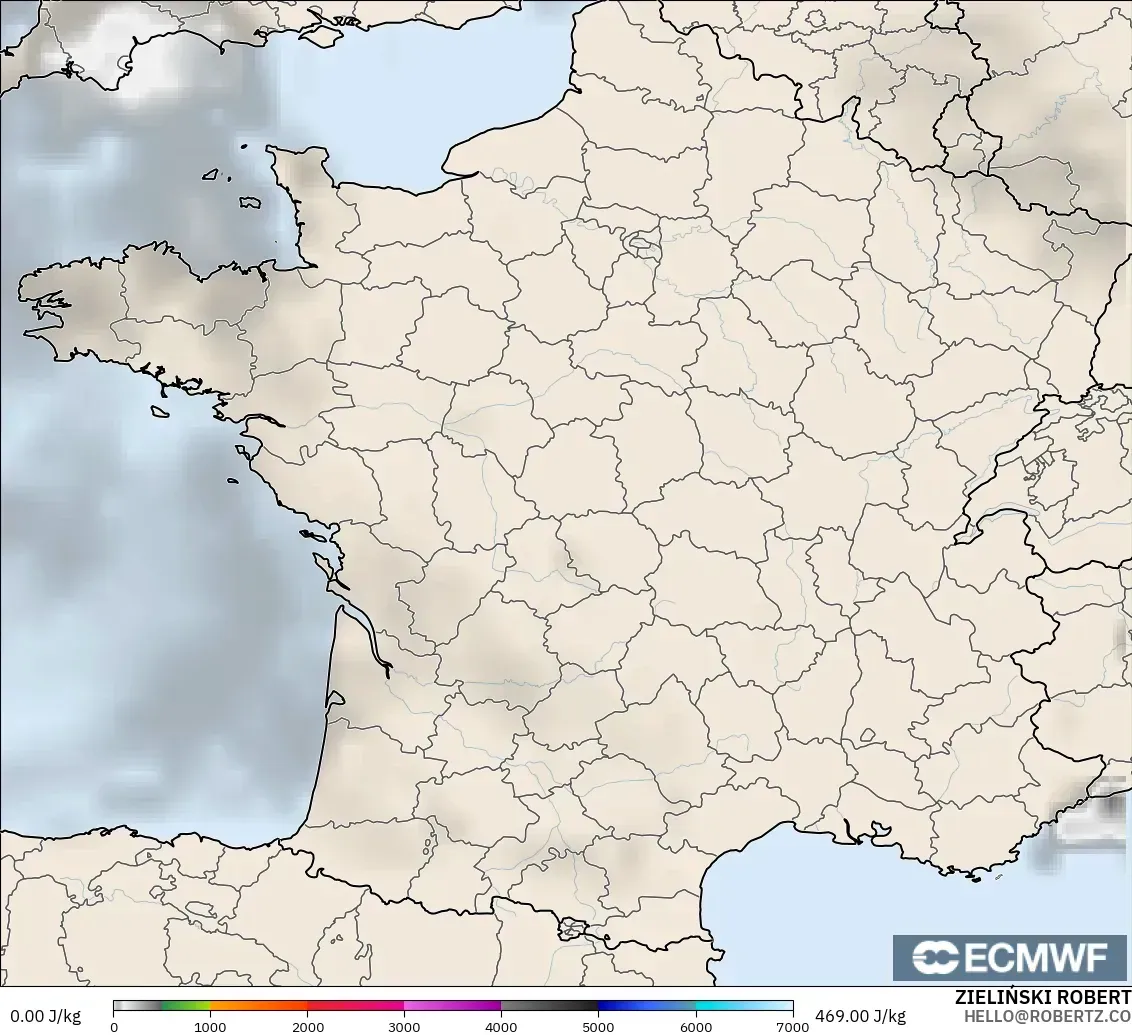ECMWF IFS 0.25° モデル - フランス, CAPE